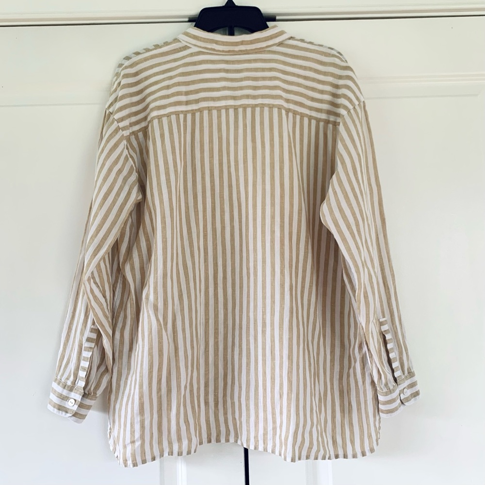 J. Jill Beige and White Striped Button-Down Shirt - Picture 4 of 9